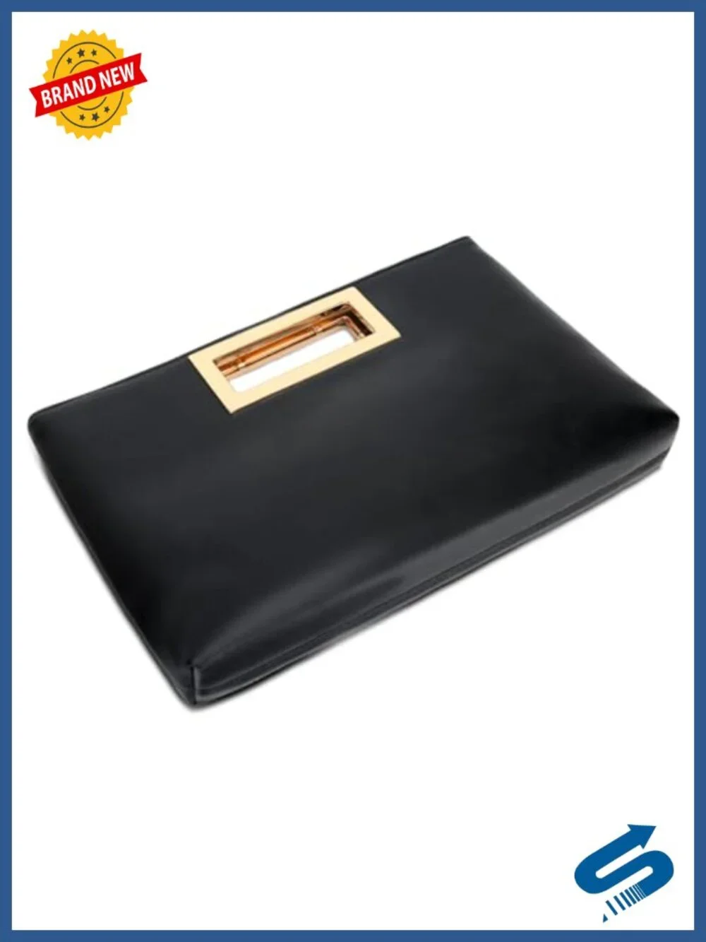 Vegan Faux Leather Clutch Purse Formal Evening Bag with Chain Strap